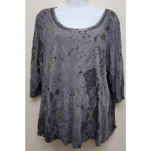 Tees 2 Please Avenue Gray Splatter Print Sequin Bodice Top 18 20 Lightweight